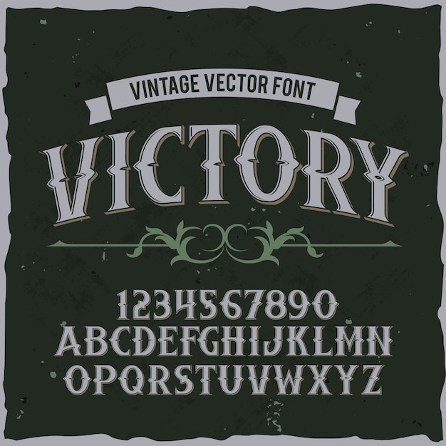 無料ベクター 「victory」という名前のオリジナルラベル書体。あらゆるラベルデザインに適した手作りフォント。