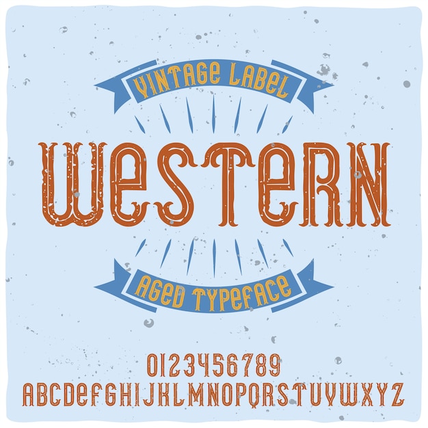 無料ベクター 「western」という名前のオリジナルのラベル書体。