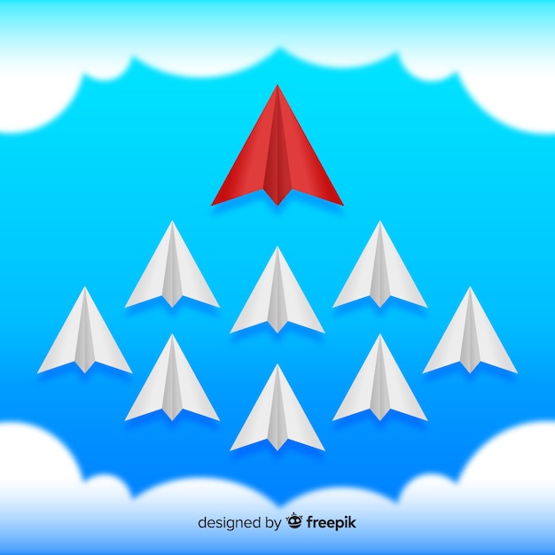 Original leadership composition with paper planes