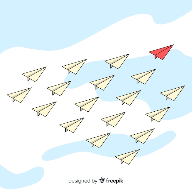 Free vector original leadership composition with paper planes