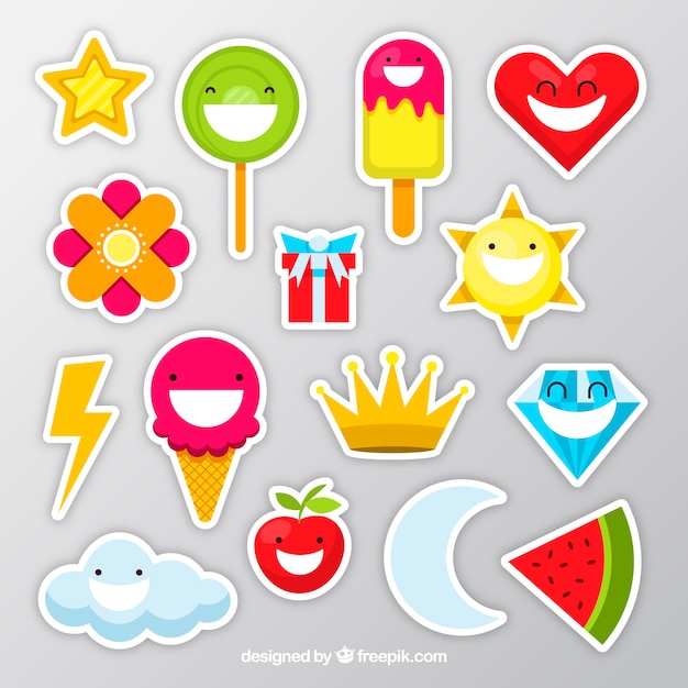 Free Vector  Funny set of lovely stickers