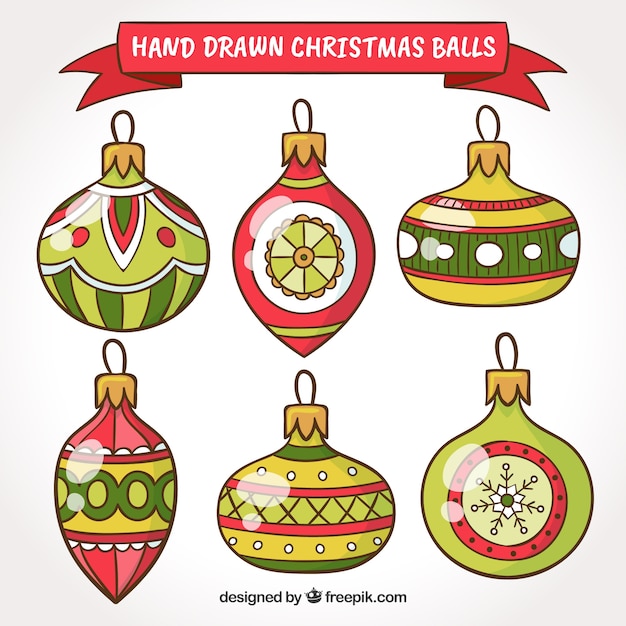 Original pack of hand drawn christmas balls
