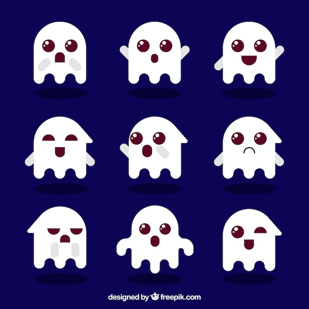 Free vector original pack of lovely ghosts