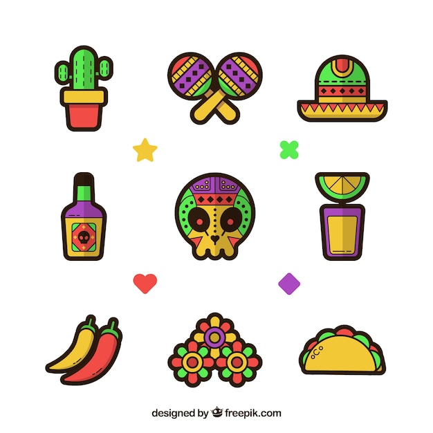 Free vector original pack of mexican elements