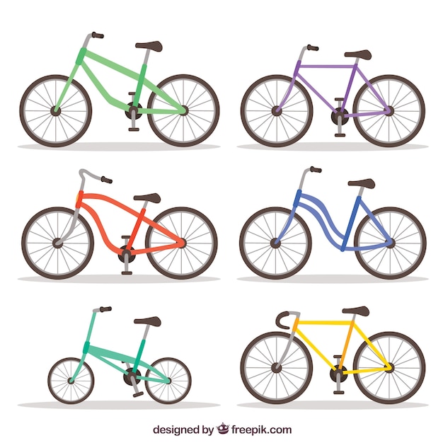 Free vector original pack of modern bikes