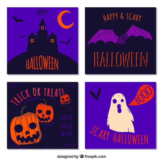 Free vector original pack of modern halloween cards