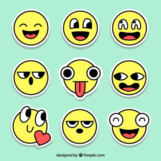 Vettore gratuito originale insieme di adesivi di emoticon