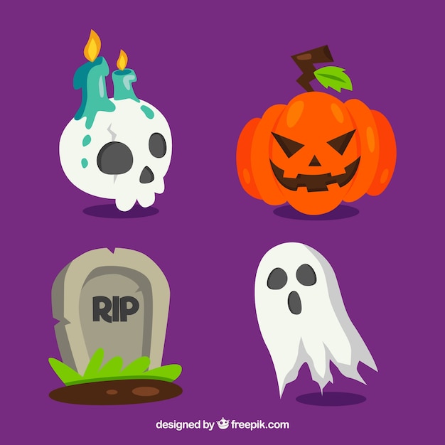 Бесплатное векторное изображение Оригинальный набор элементов хэллоуина