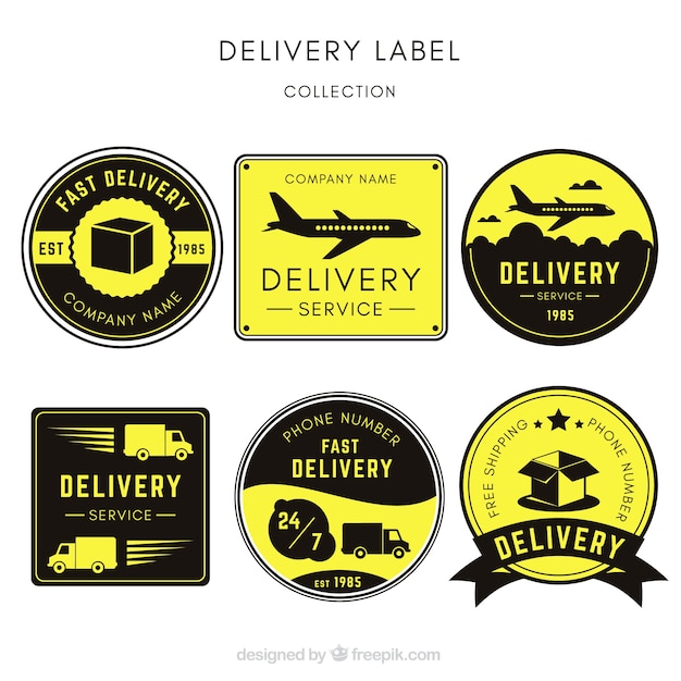 Original set of vintage delivery labels