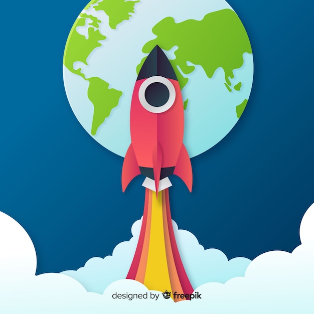 Free vector original space rocket composition with origami style