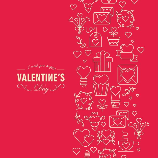 많은 요소와 텍스트 그림으로 구성된 체인 원래 발렌타인 데이 카드