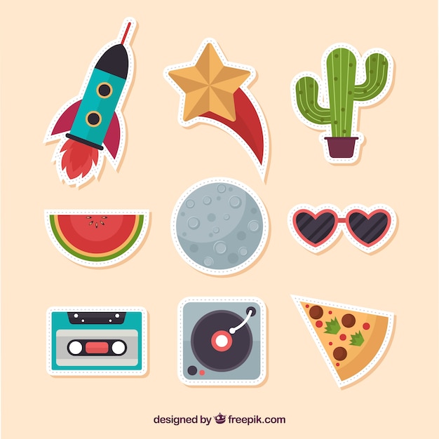 Free vector original variety of flat stickers