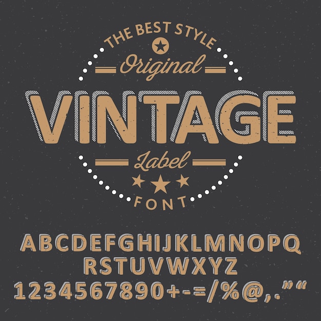 Free vector original vintage font poster with stars and different words on the black illustration