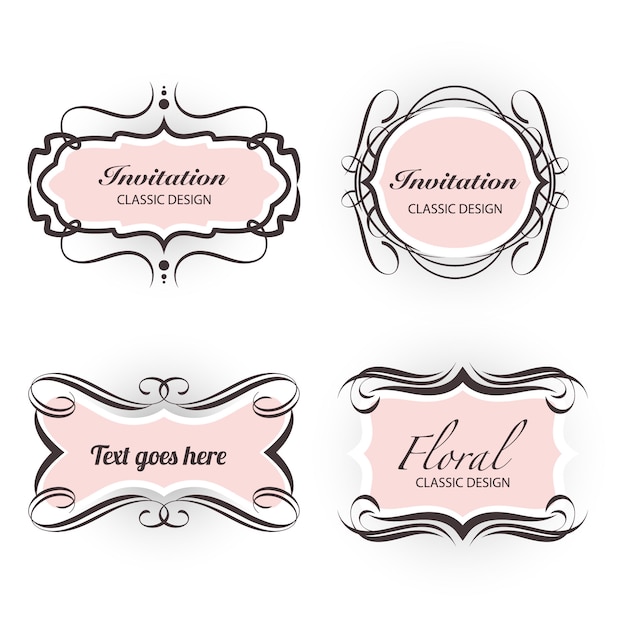 Vettore gratuito set di banner ricciolo ornamento