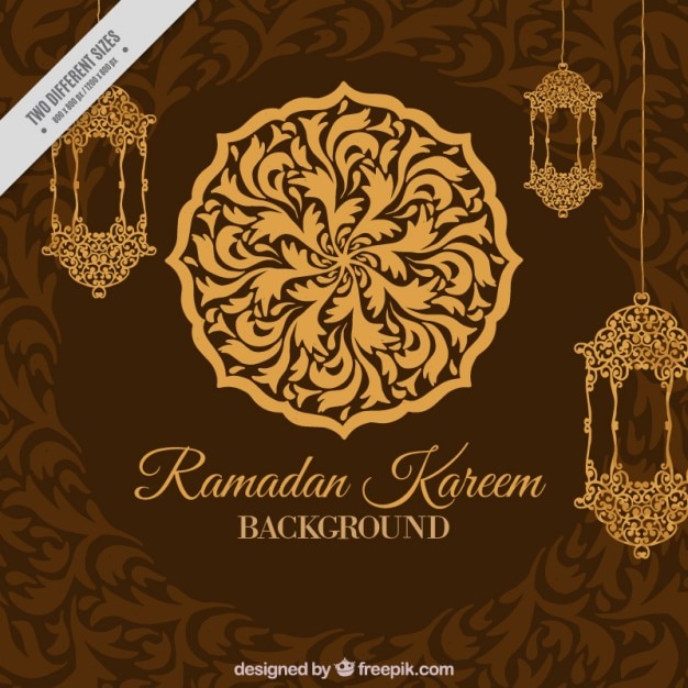 Бесплатное векторное изображение Декоративные и элегантный рамадан коричневый фон