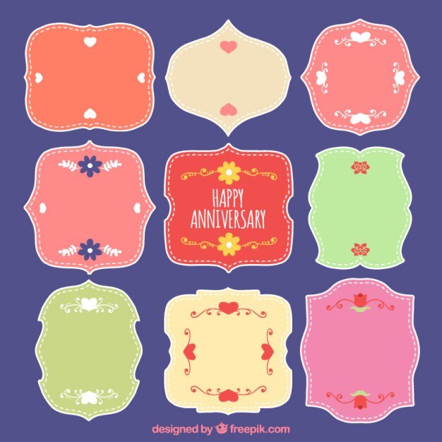 Free vector ornamental anniversary badges