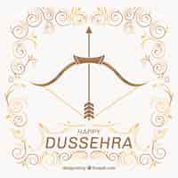 Free vector ornamental background of dussehra with bow and arrow