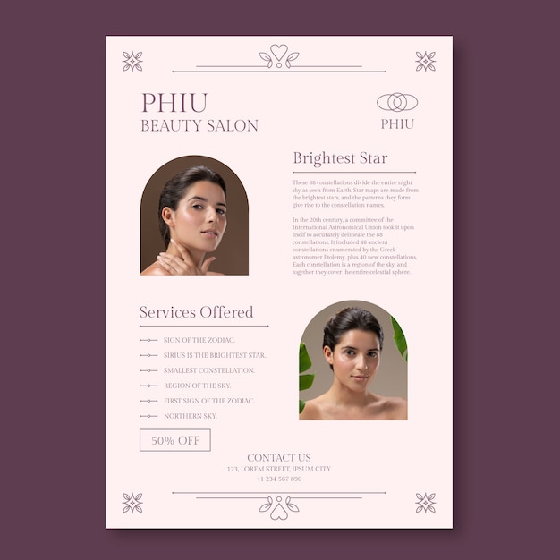 Ornamental beauty salon flyer template