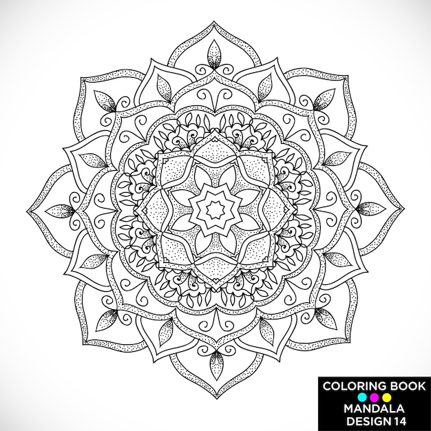 Ornamental black mandala for coloring book