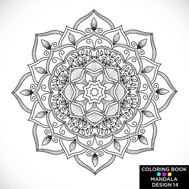 Ornamental black mandala for coloring book