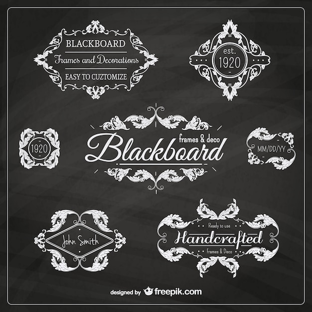 Ornamental blackboard badges