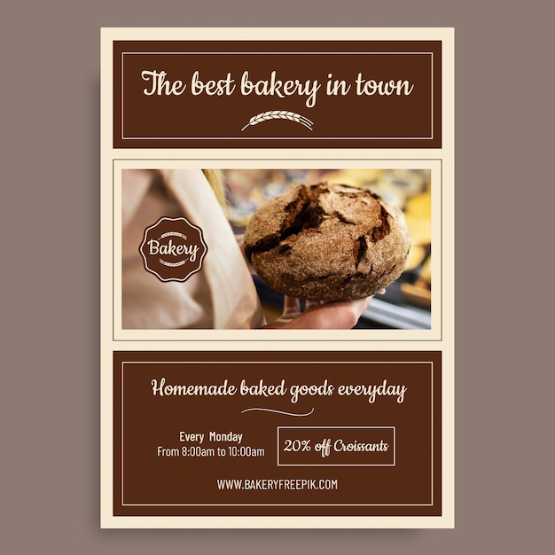 Free vector ornamental brown label bakery flyer