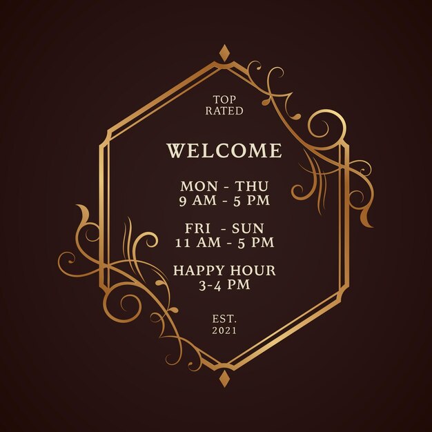 Ornamental business opening hours illustration