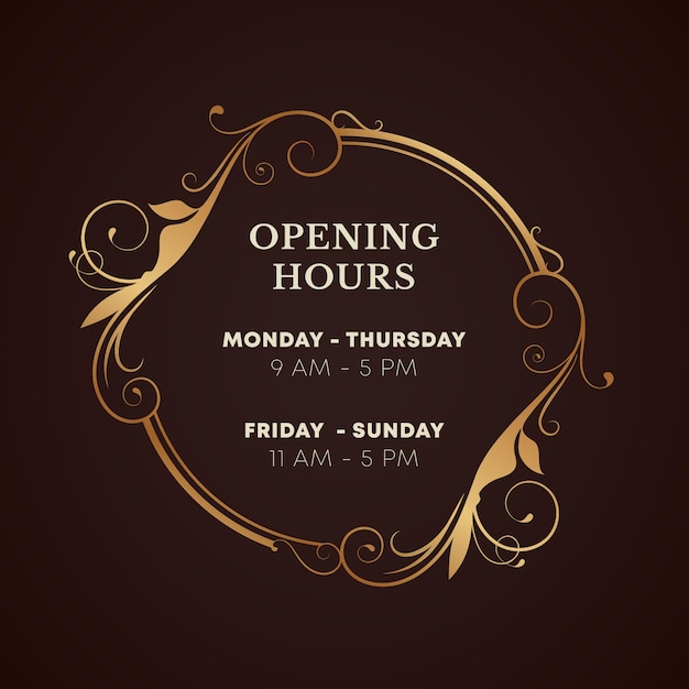 Free vector ornamental business opening hours illustration