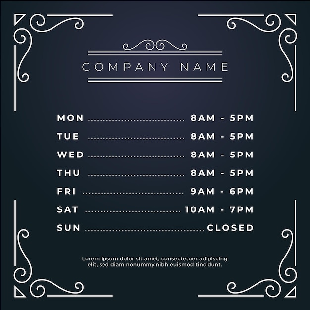 Free vector ornamental business opening hours illustration