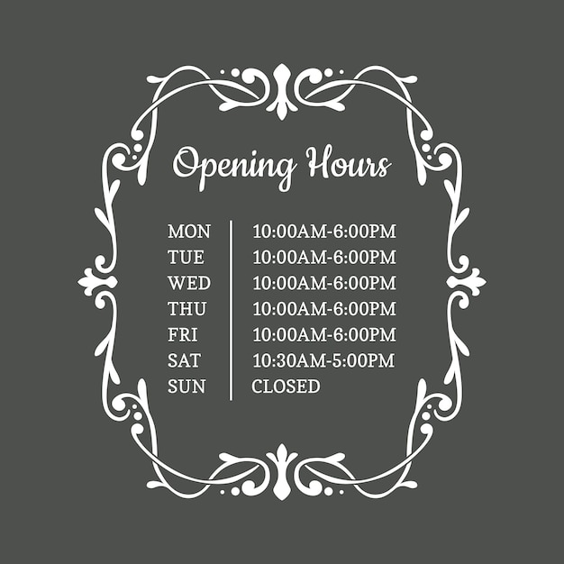 Free vector ornamental business opening hours