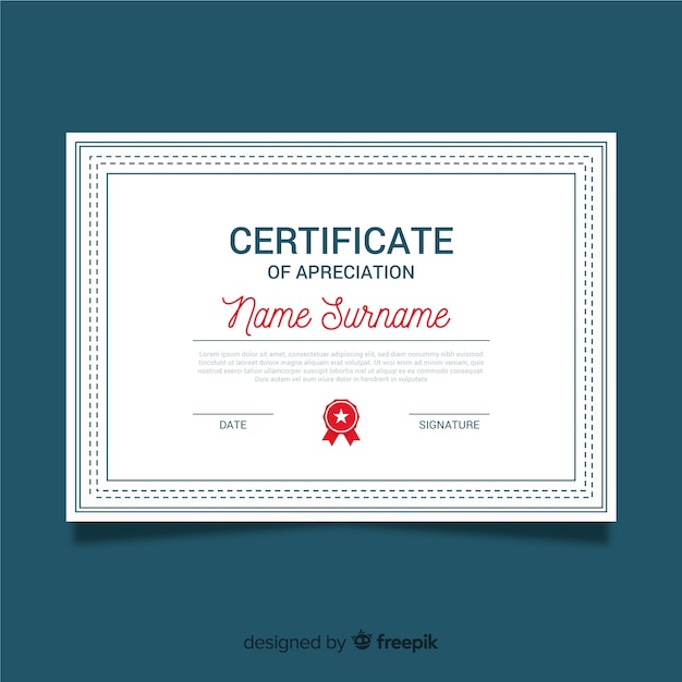 Vettore gratuito certificato ornamentale di apprezzamento