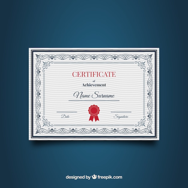 Free vector ornamental certificate border with vintage style