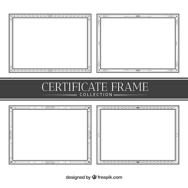 Бесплатное векторное изображение Коллекция кадров декоративного сертификата