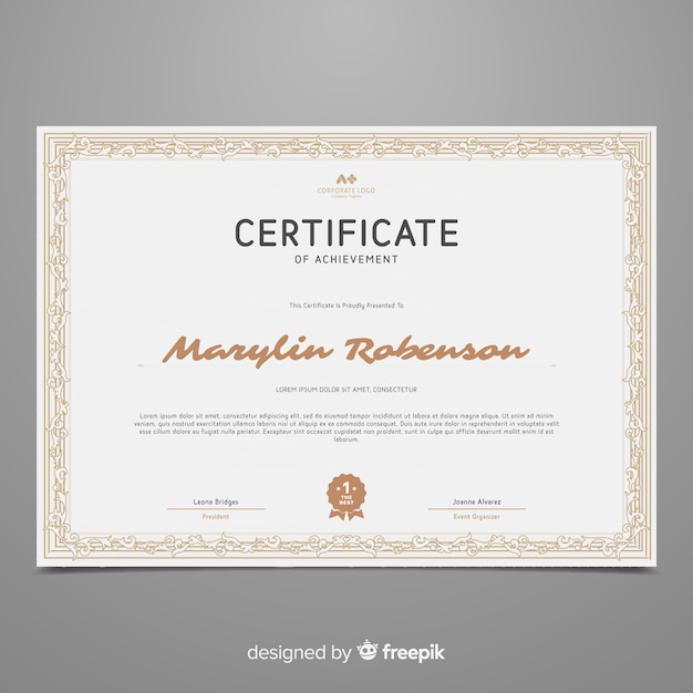 Ornamental certificate template in vintage style