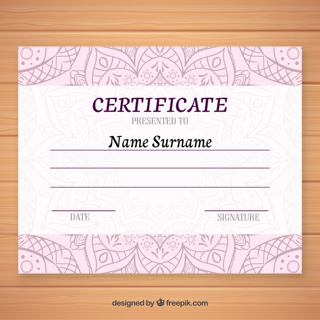 Ornamental certificate template in vintage style