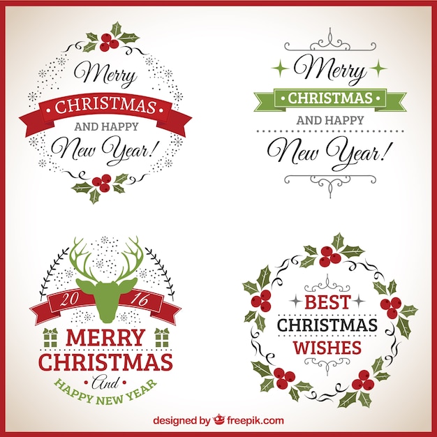 Бесплатное векторное изображение Декоративные рождественские значки