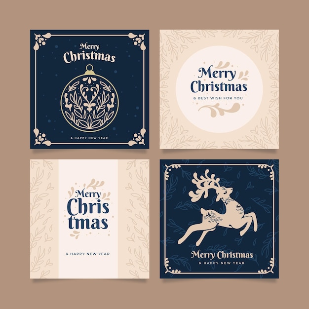 Free vector ornamental christmas cards collection