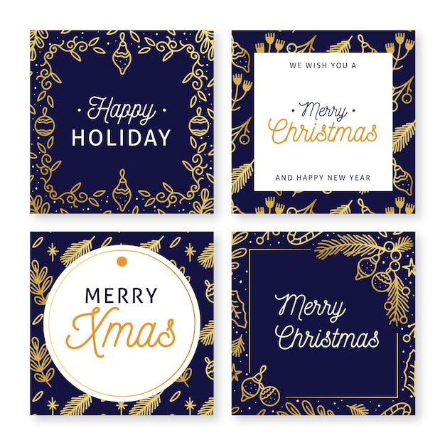 Free vector ornamental christmas cards collection