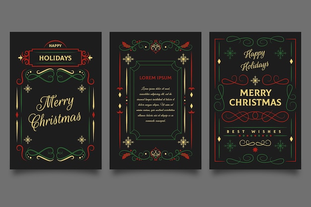 Free vector ornamental christmas cards template