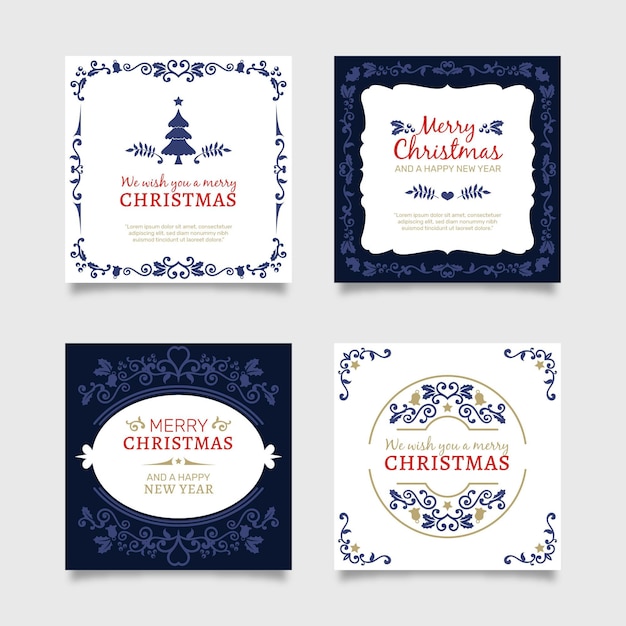 Free vector ornamental christmas cards