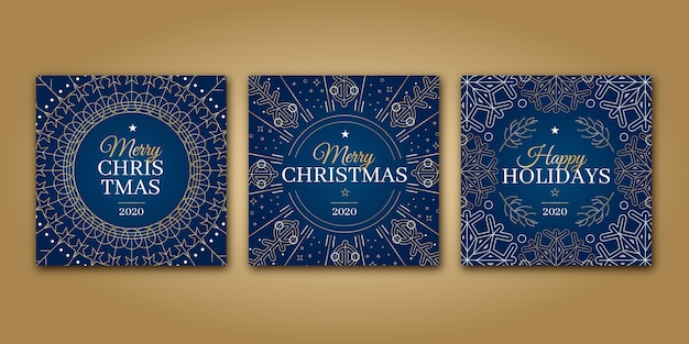 Free vector ornamental christmas cards