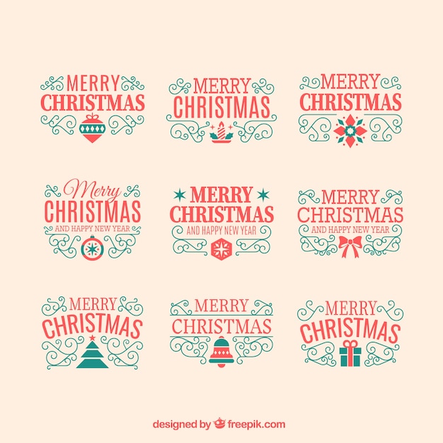 Ornamental christmas labels