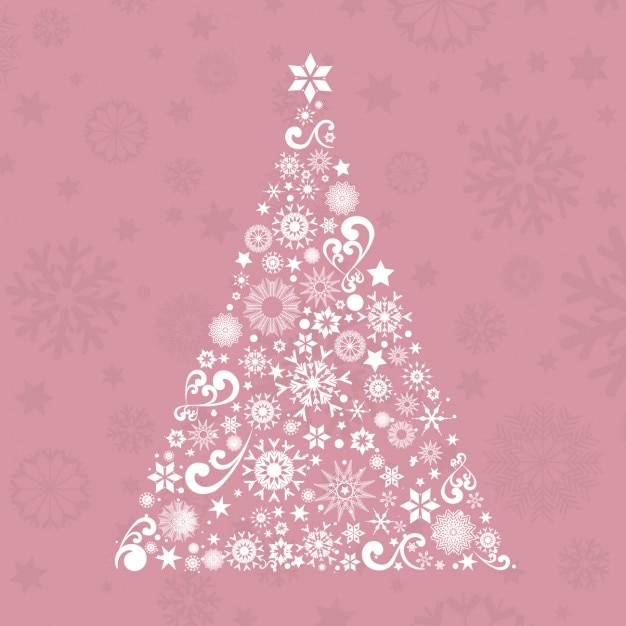 Ornamental christmas tree on pinl background