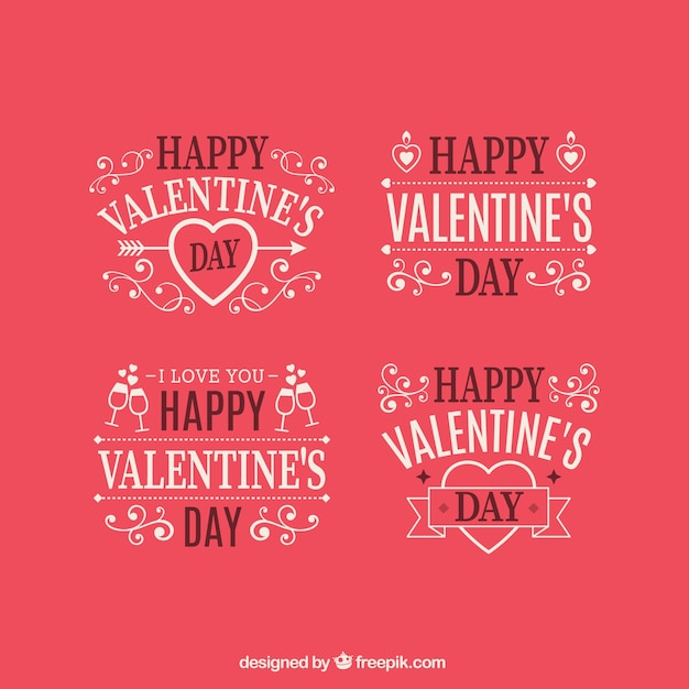 Ornamental collection of valentines day labels