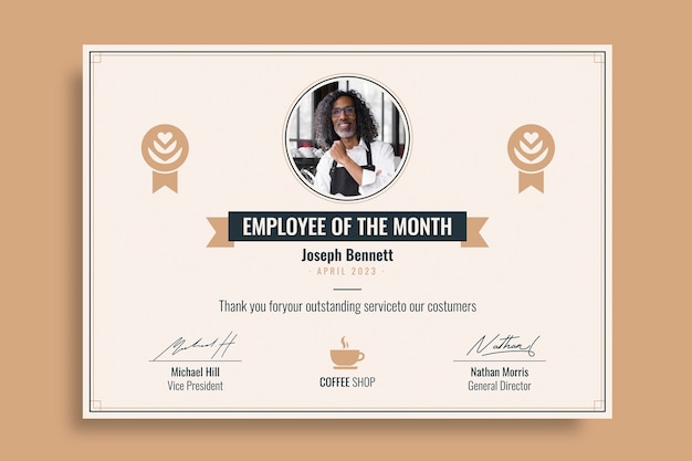 Free vector ornamental company's employee of the month certificate