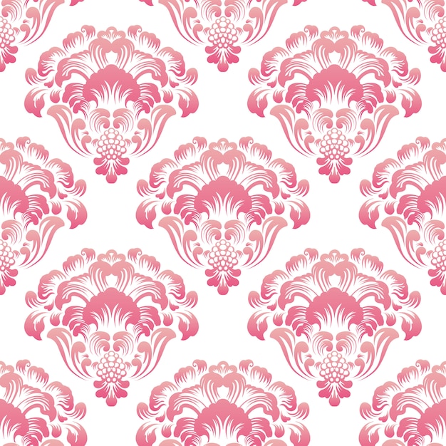 Free vector ornamental damask seamless pattern