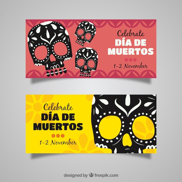 Ornamental day of the dead banners