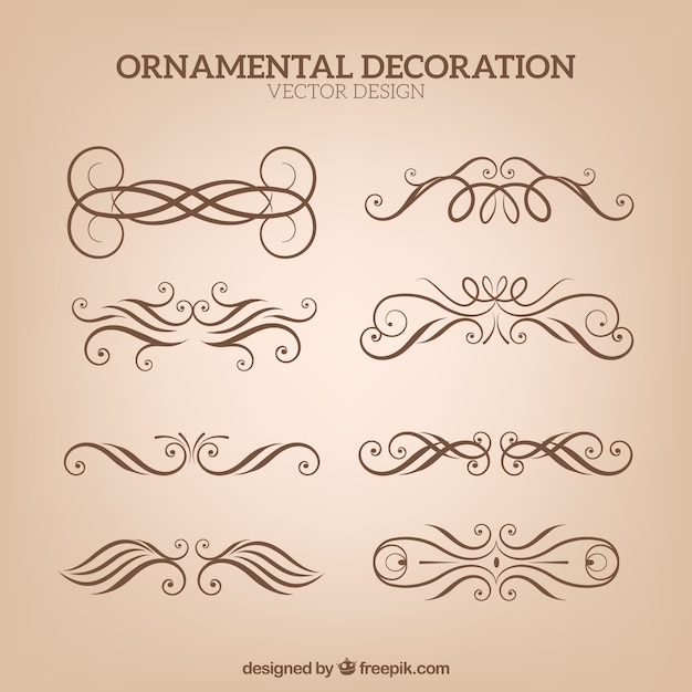 Ornamental decoration collection with swirls