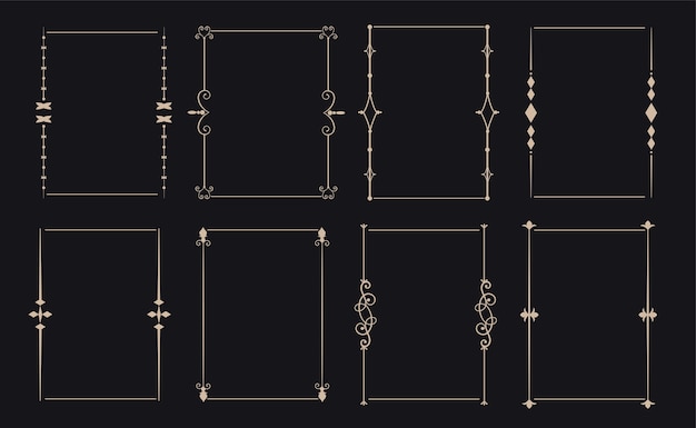 Free vector ornamental decorative vintage frame set of eight