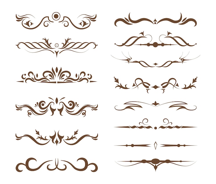 Free Vector ornamental dividers set on white background classic floral and ethnic ornaments embroidery